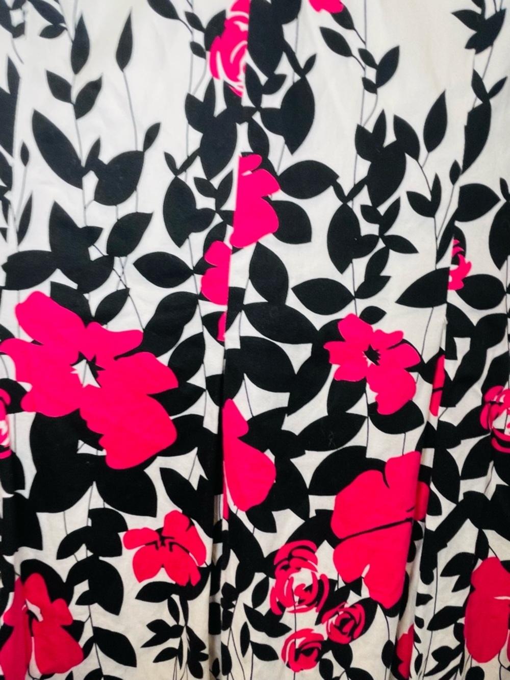 Ricki's White Sleeveless Midi Dress with Black Leaf Print and Hot Pink Flowers - Picture 5 of 8